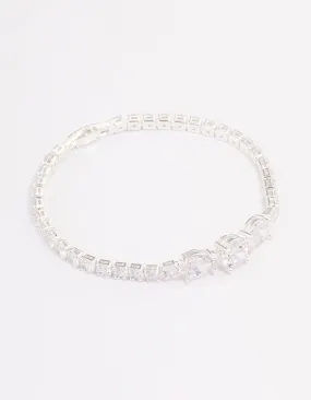 Silver Multi Cubic Zirconia Stone Tennis Bracelet