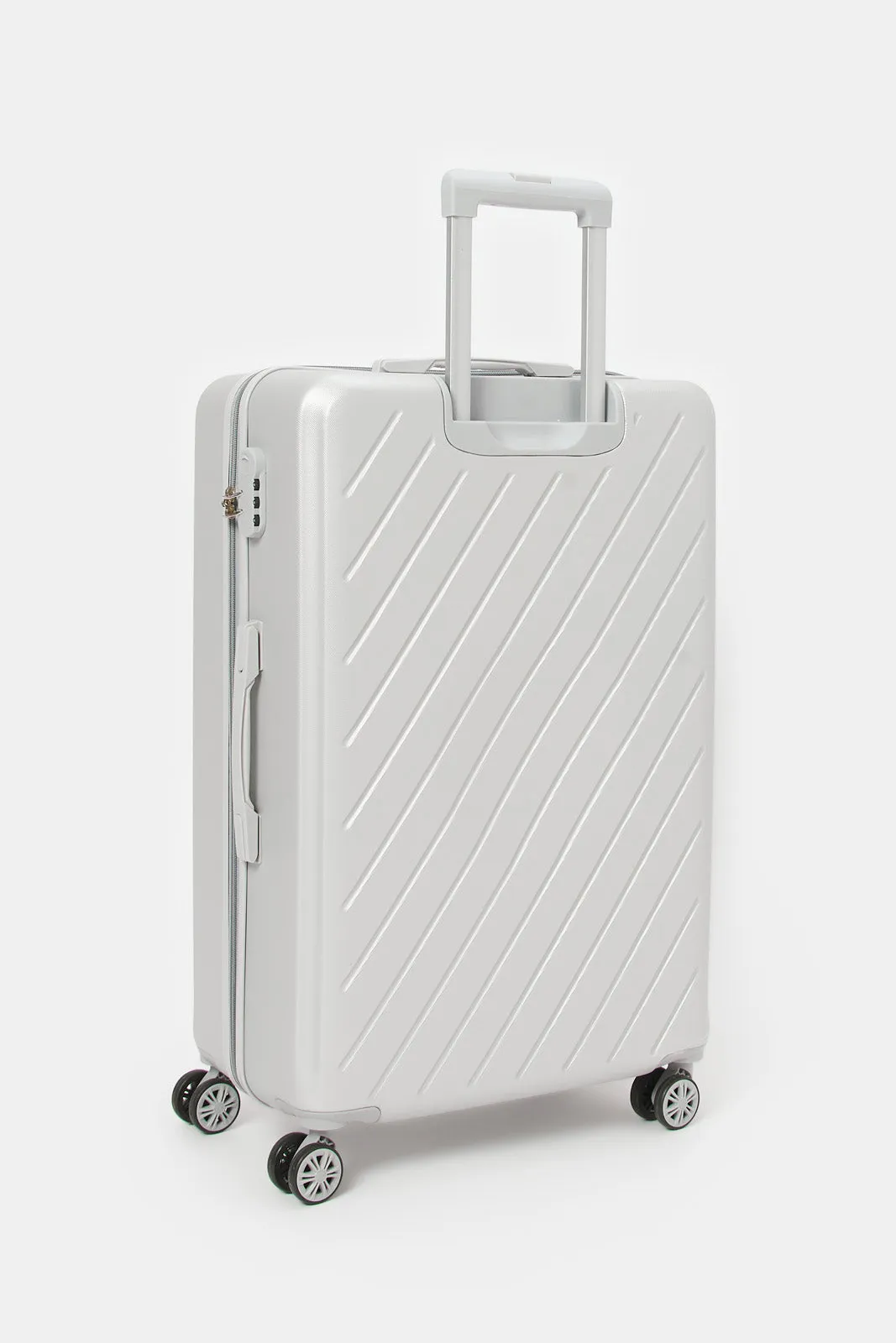 Silver Textured Trolley Luggage (28 Inch)