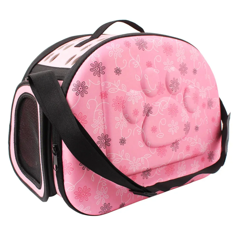 Solid Travel Pet Carrier With Paw Engraving