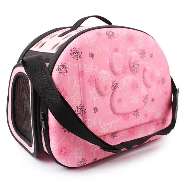 Solid Travel Pet Carrier With Paw Engraving