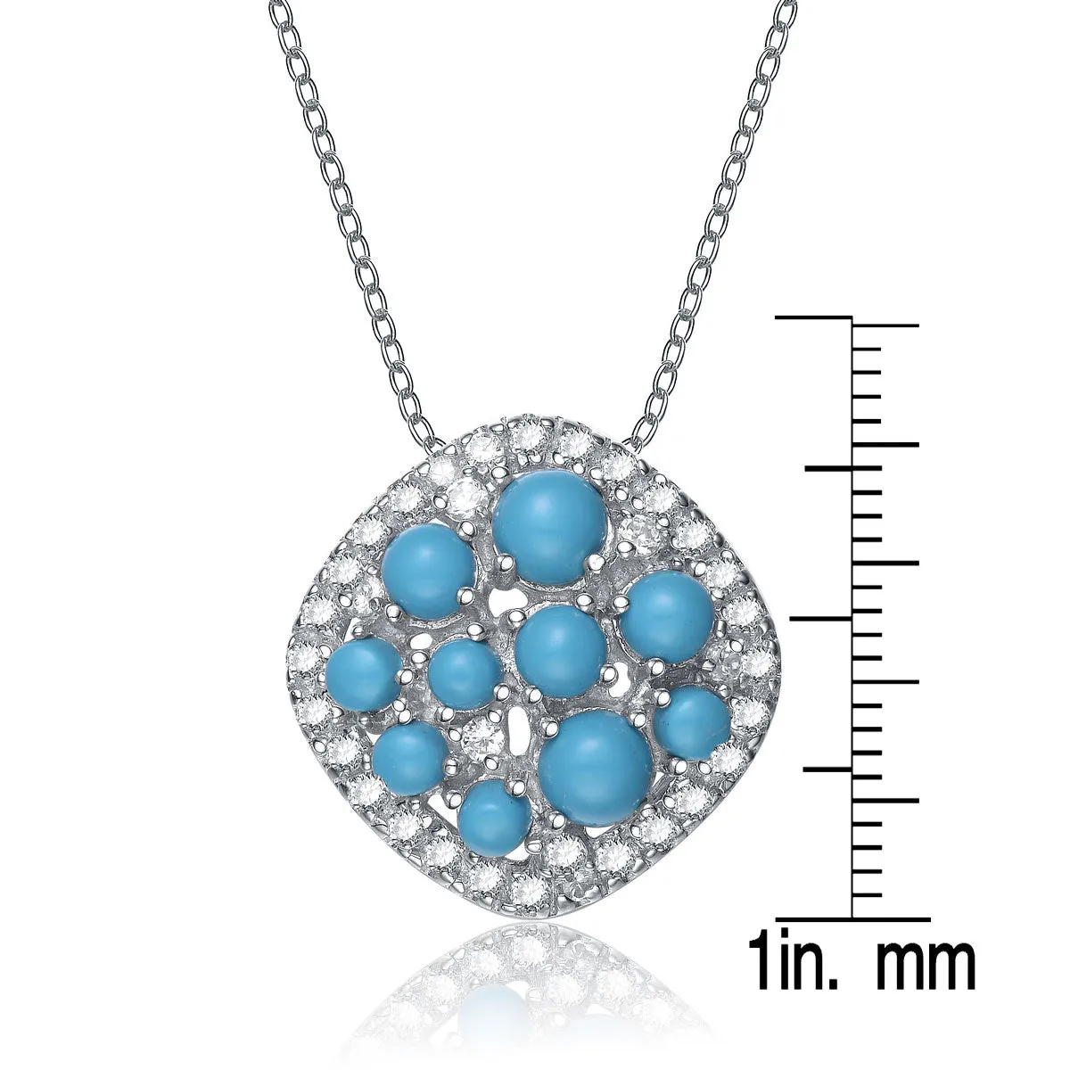 Sterling Silver Turquoise Cubic Zirconia Unique Style Pendant