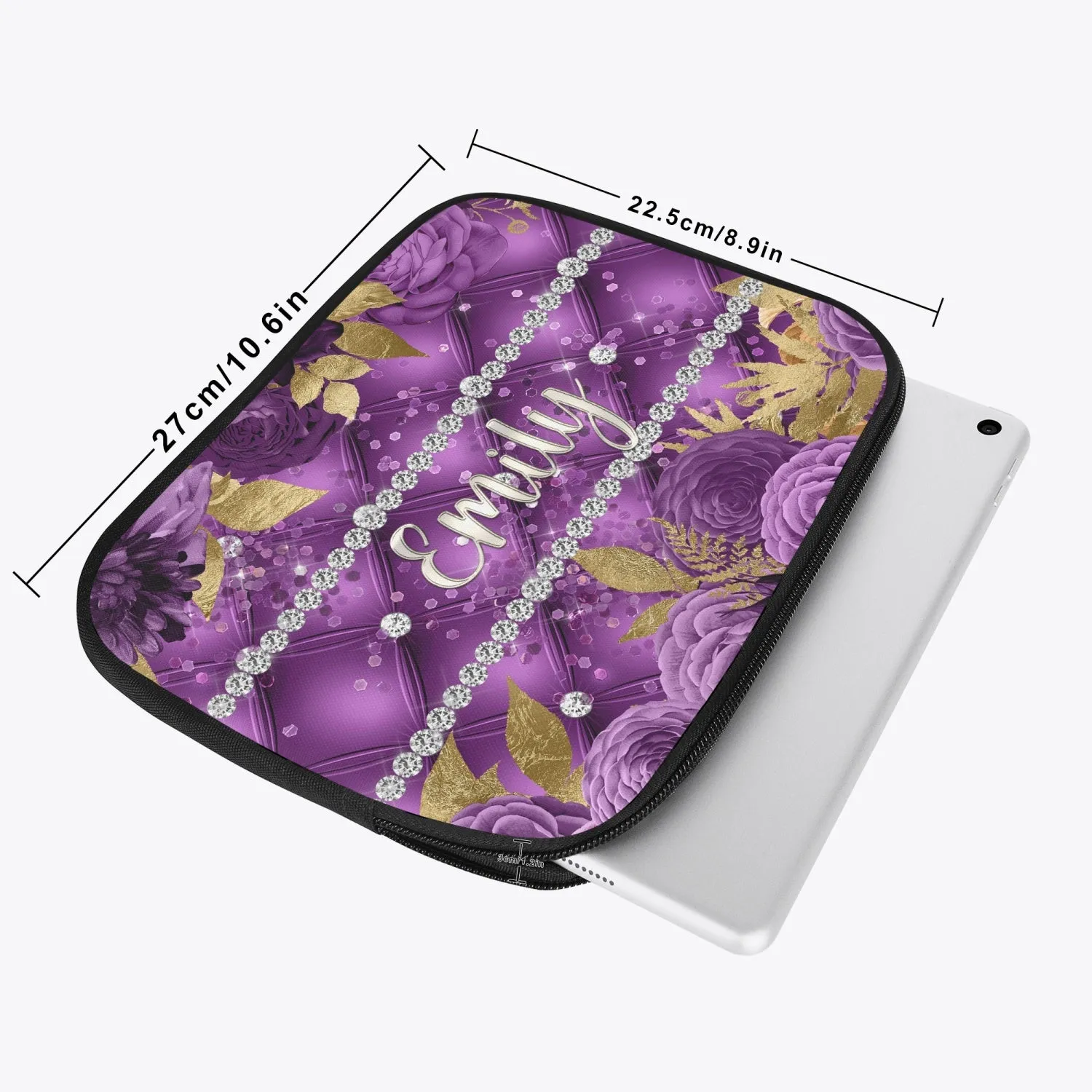 Tablet Sleeve - Purple Floral - Personalised