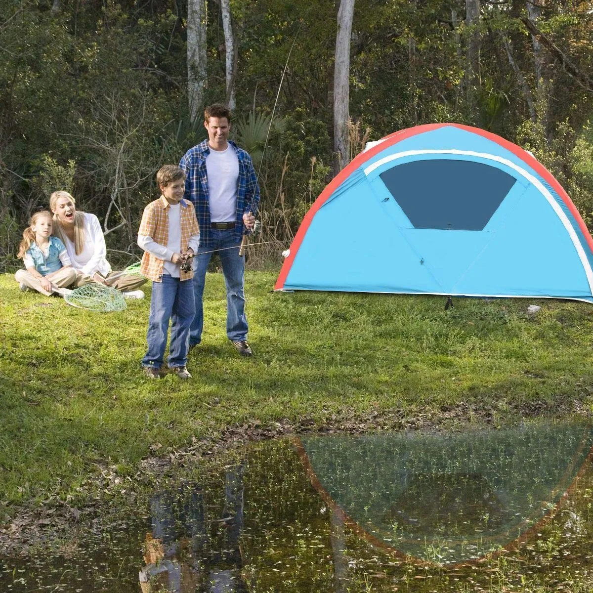 Tangkula Inflatable Tent, Camping Tent for Family, Instant Set Up in Minutes