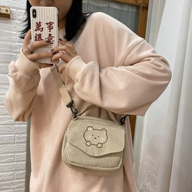 Teddy Bear Corduroy Bag