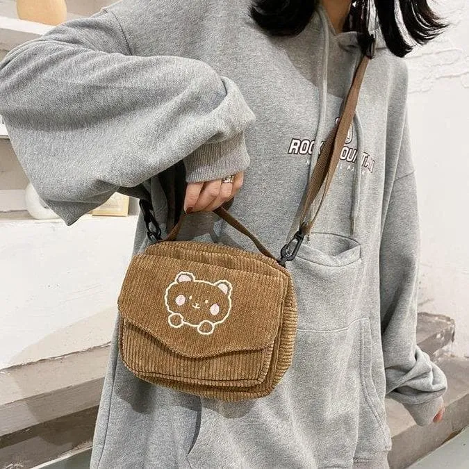 Teddy Bear Corduroy Bag