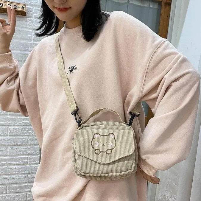 Teddy Bear Corduroy Bag