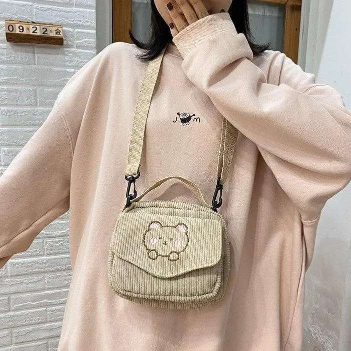 Teddy Bear Corduroy Bag