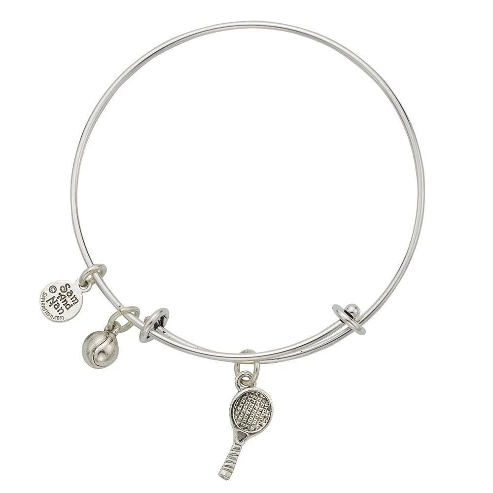 Tennis and Ball Charm Bangle Bracelet