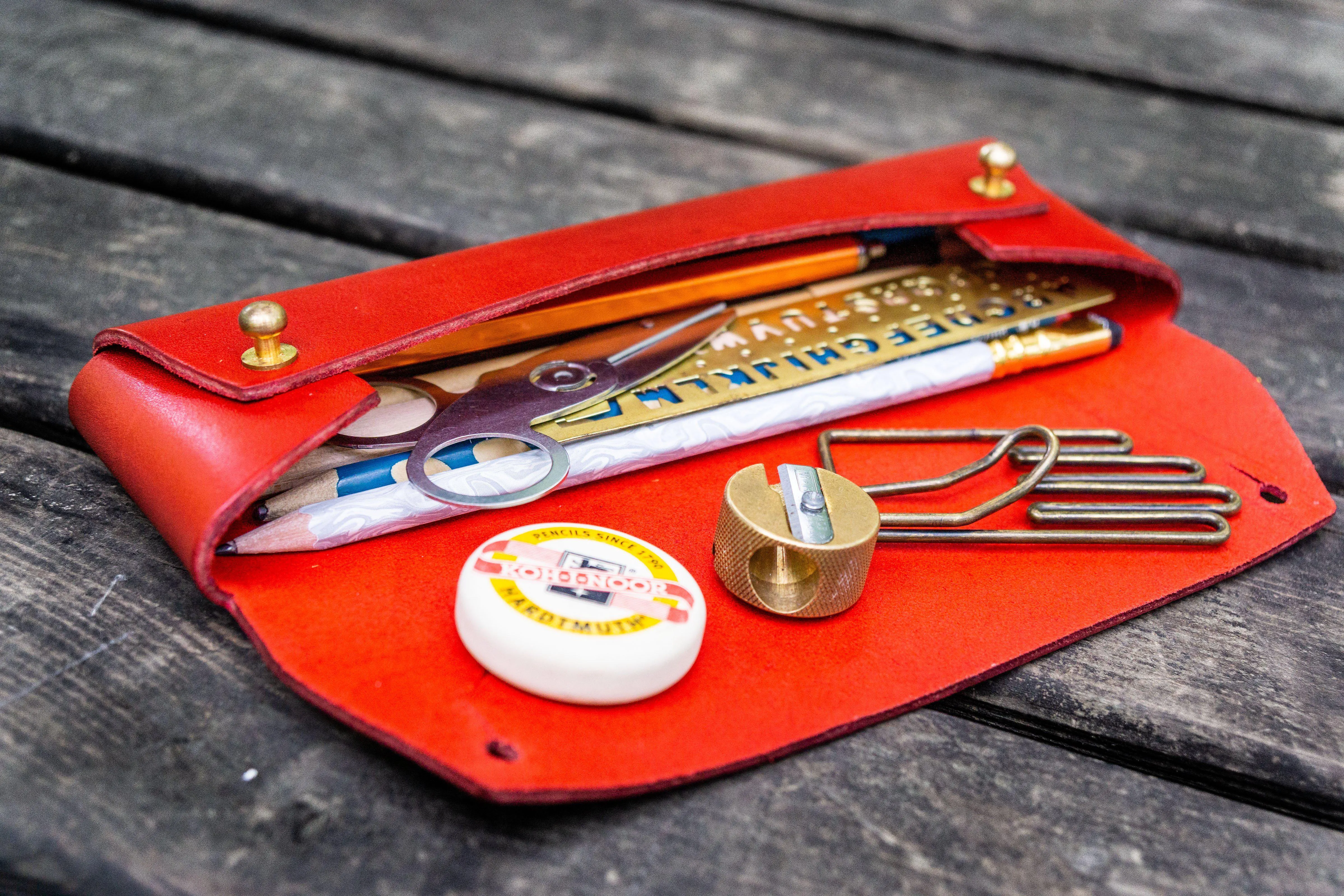 The Student Leather Pencil Case - Red