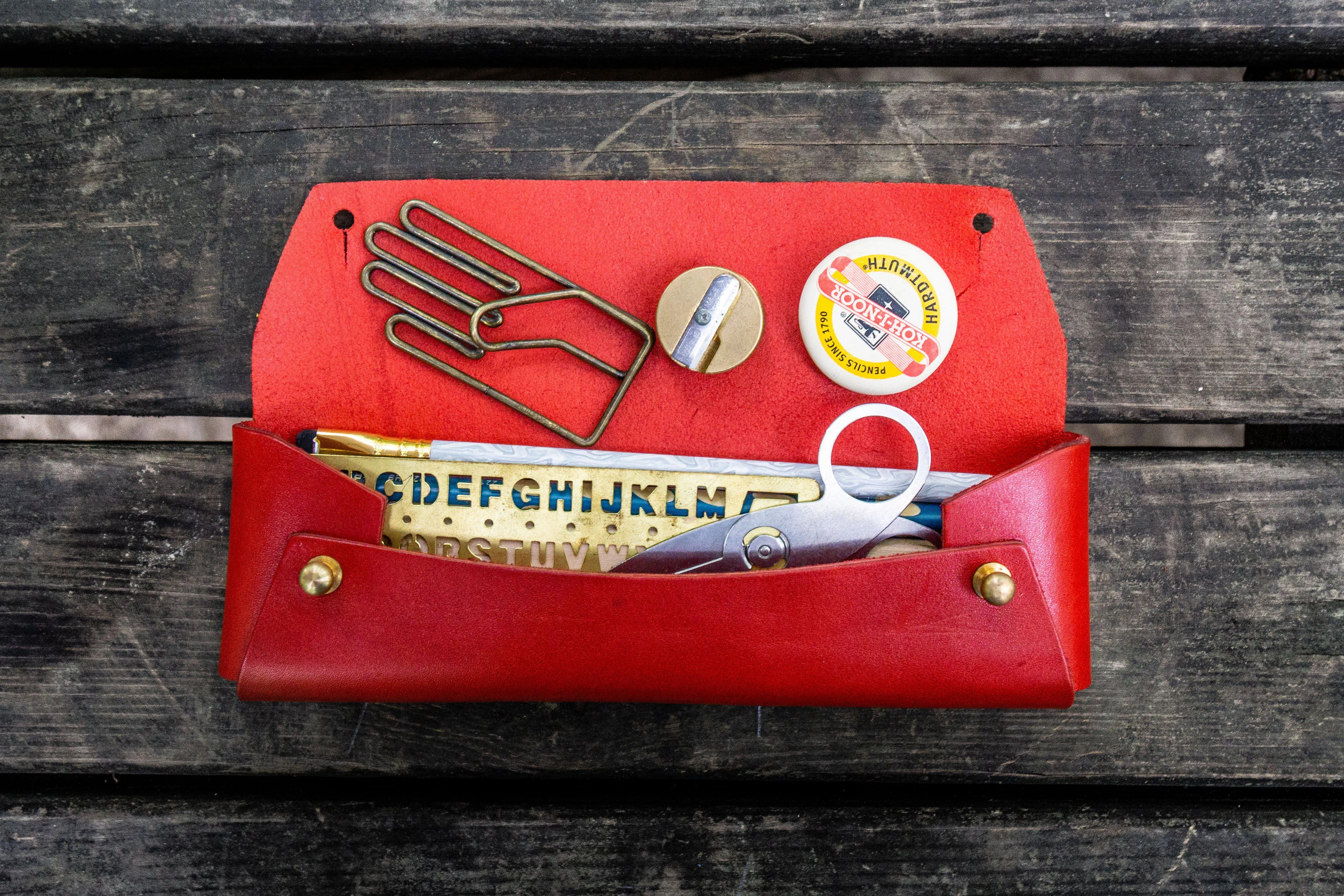 The Student Leather Pencil Case - Red