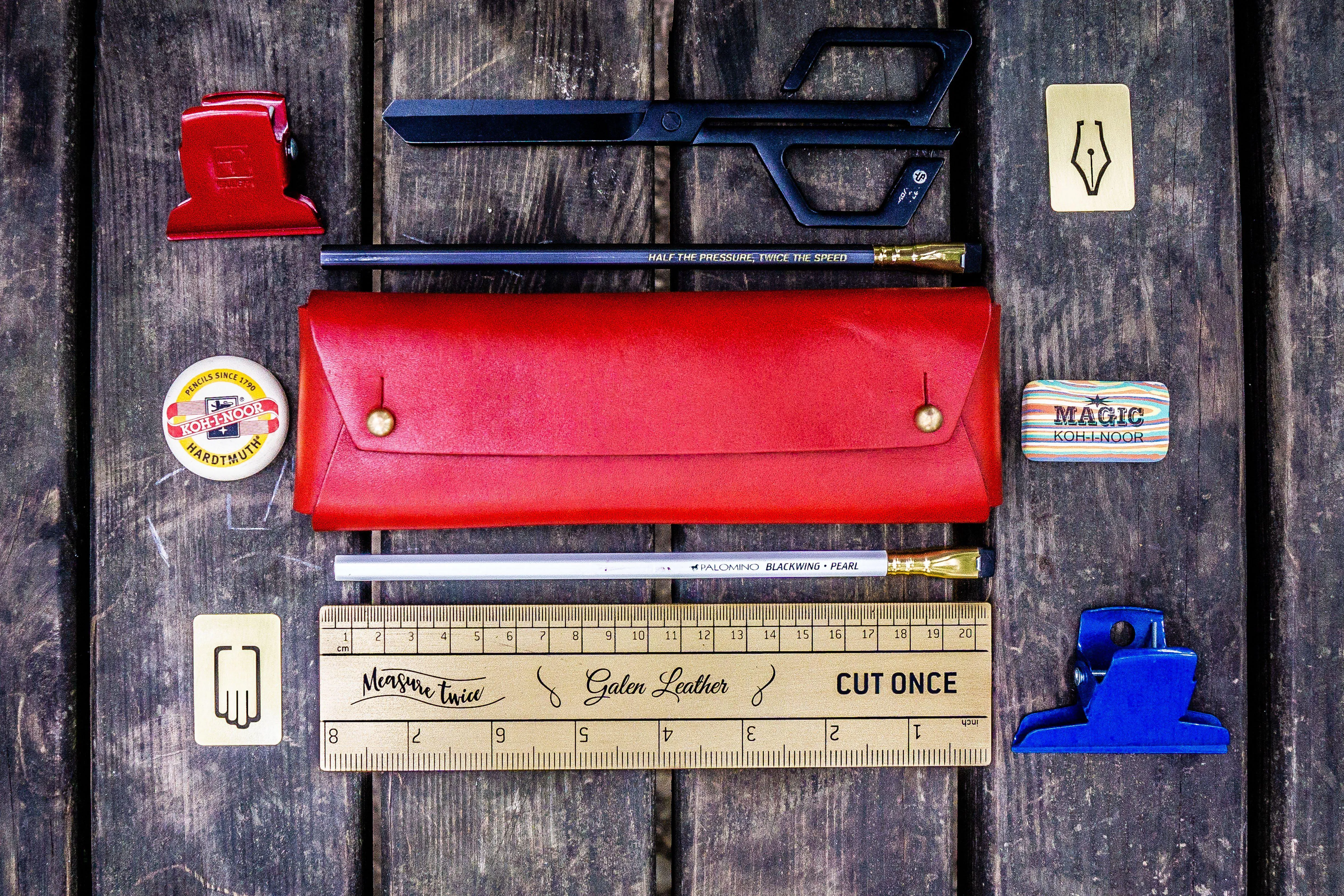 The Student Leather Pencil Case - Red