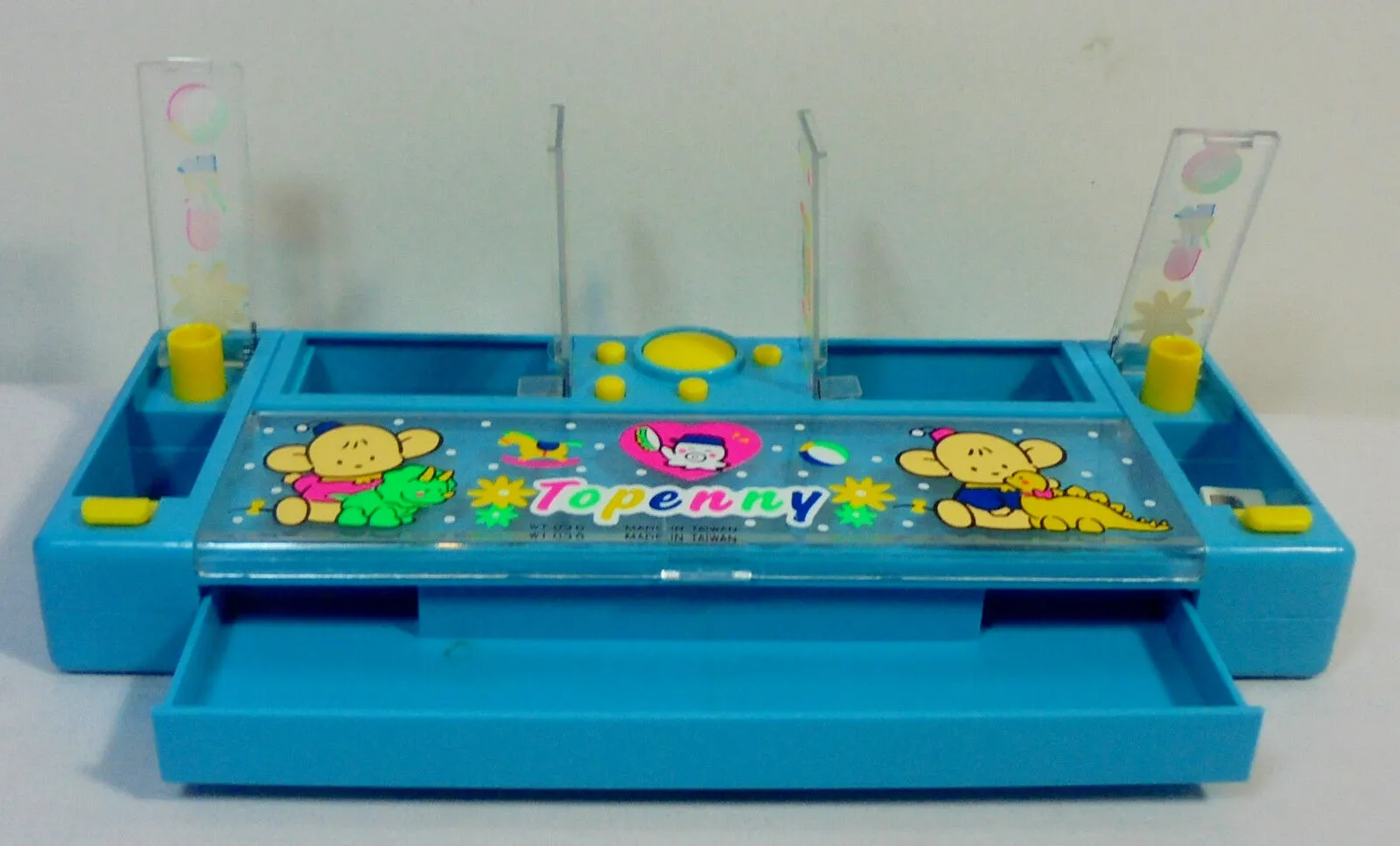 Topenny Vintage 80's Anime Pencil Case Blue Mechanical Box Stationary