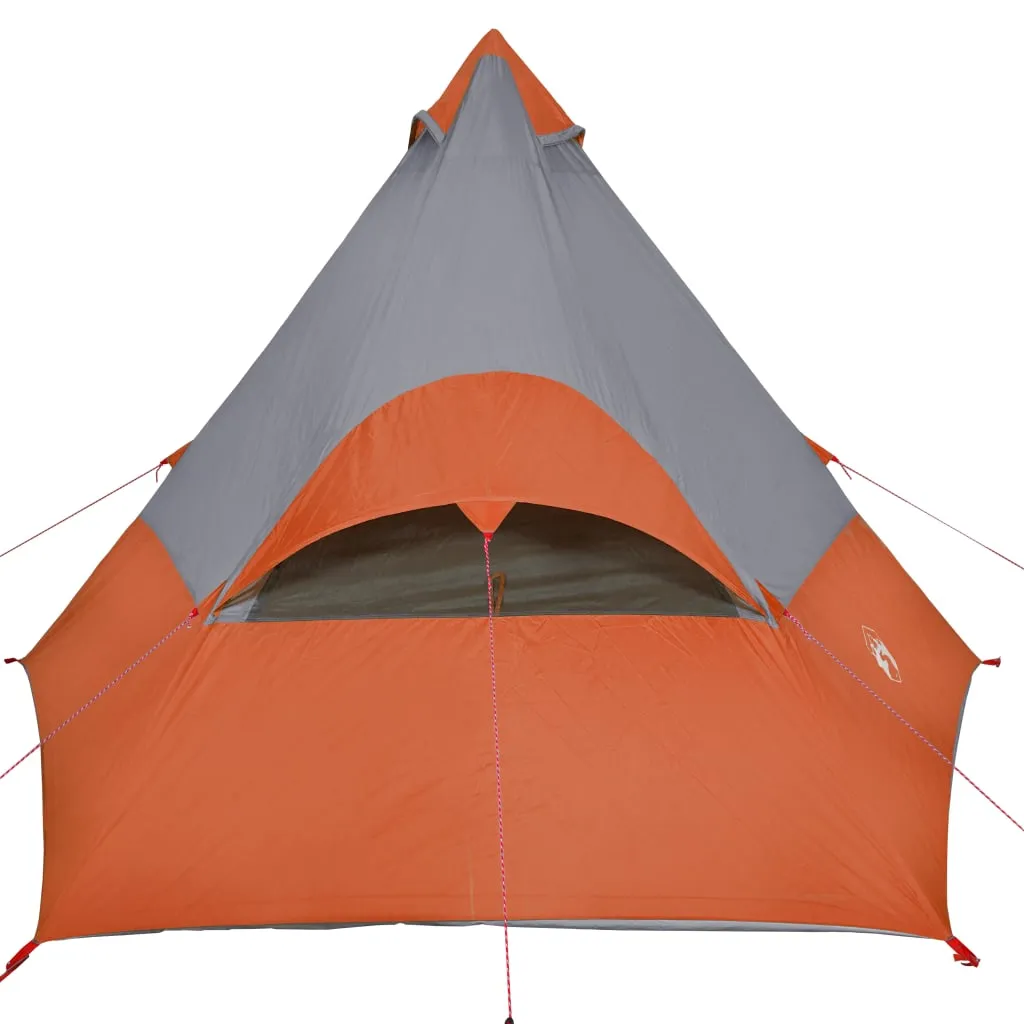 vidaXL Camping Tent Tipi 7-Person Grey and Orange Waterproof