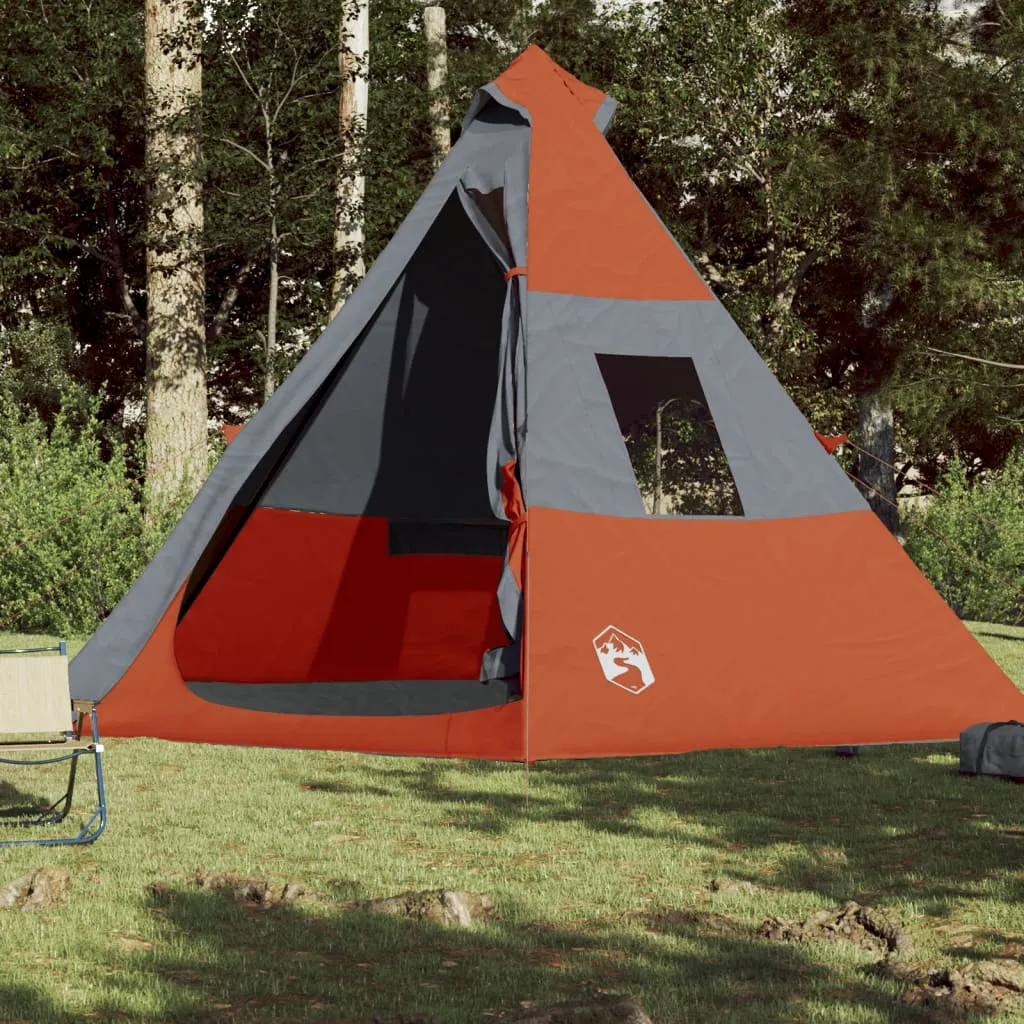 vidaXL Camping Tent Tipi 7-Person Grey and Orange Waterproof