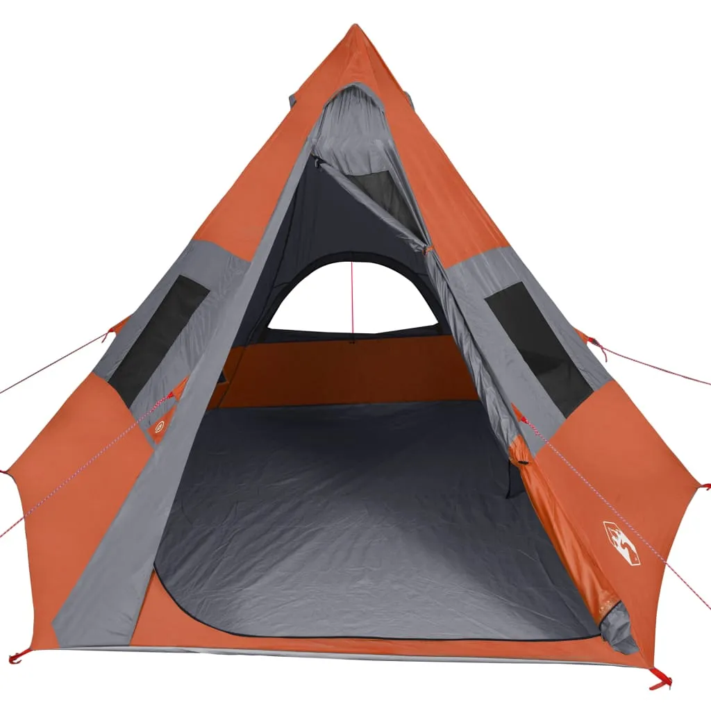 vidaXL Camping Tent Tipi 7-Person Grey and Orange Waterproof