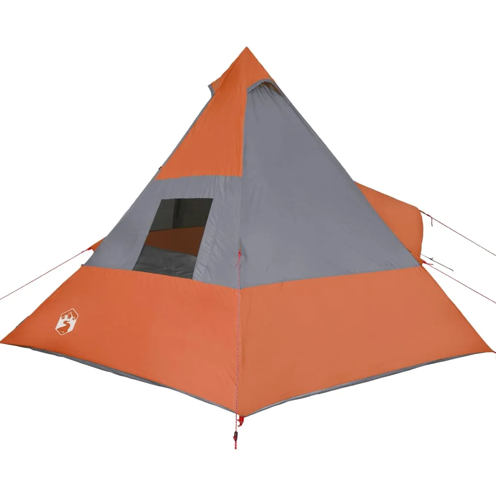 vidaXL Camping Tent Tipi 7-Person Grey and Orange Waterproof