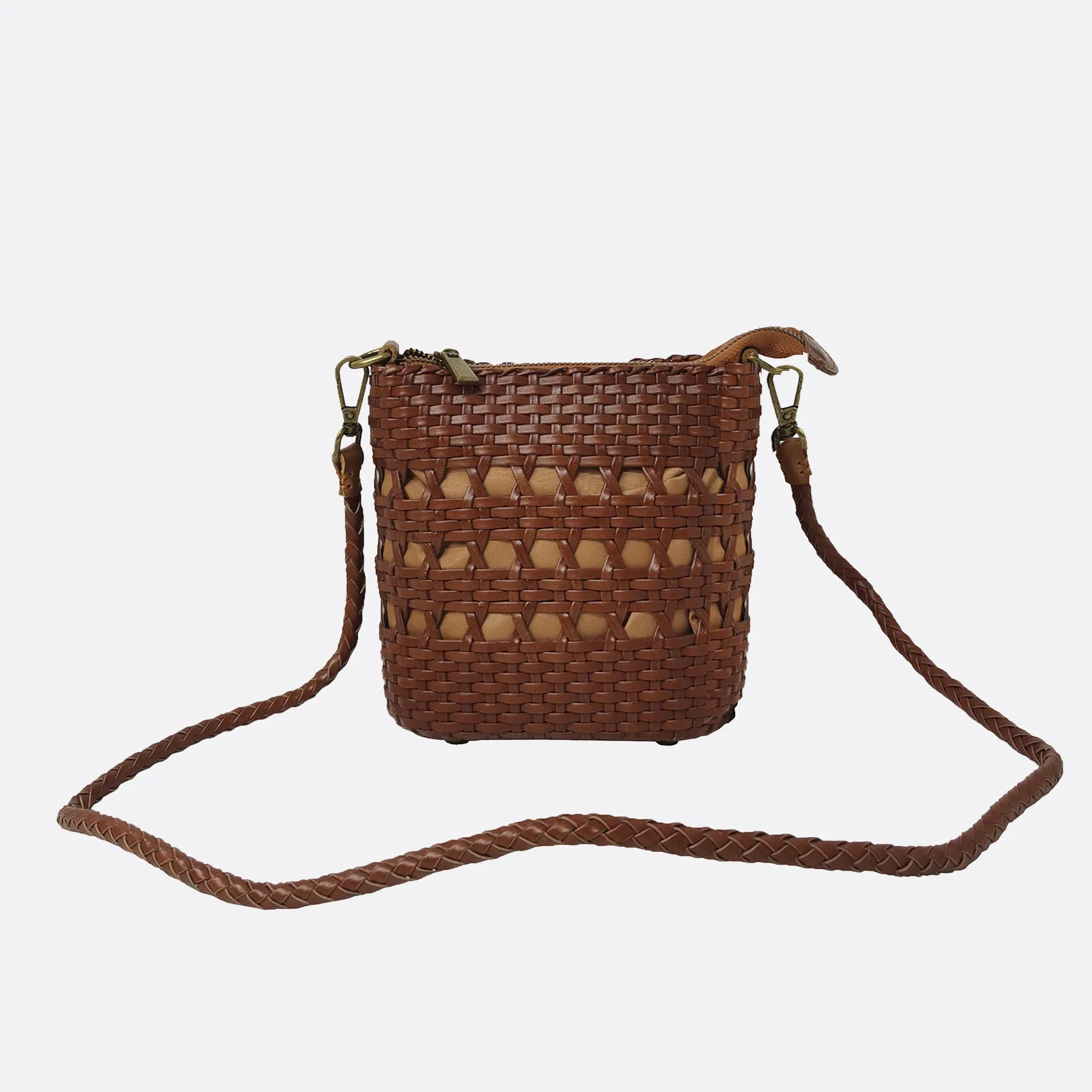 Women's genuine handwoven cowhide leather handphone bag Mirren design