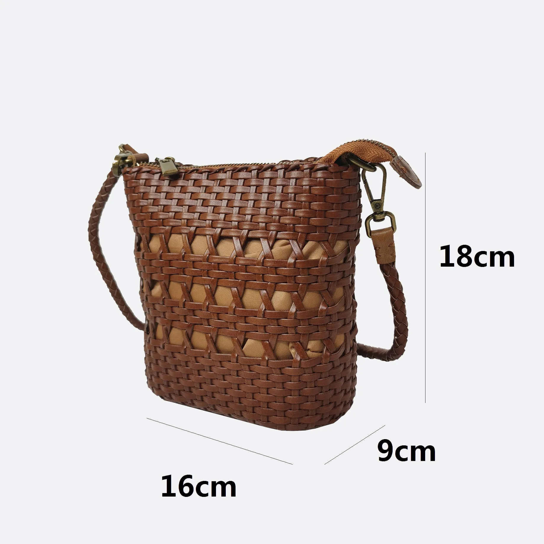 Women's genuine handwoven cowhide leather handphone bag Mirren design