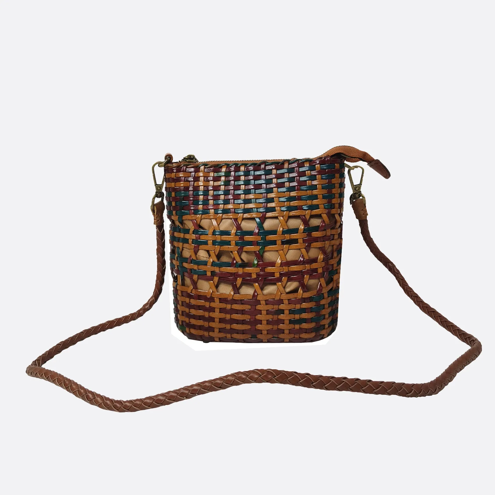 Women's genuine handwoven cowhide leather handphone bag Mirren design