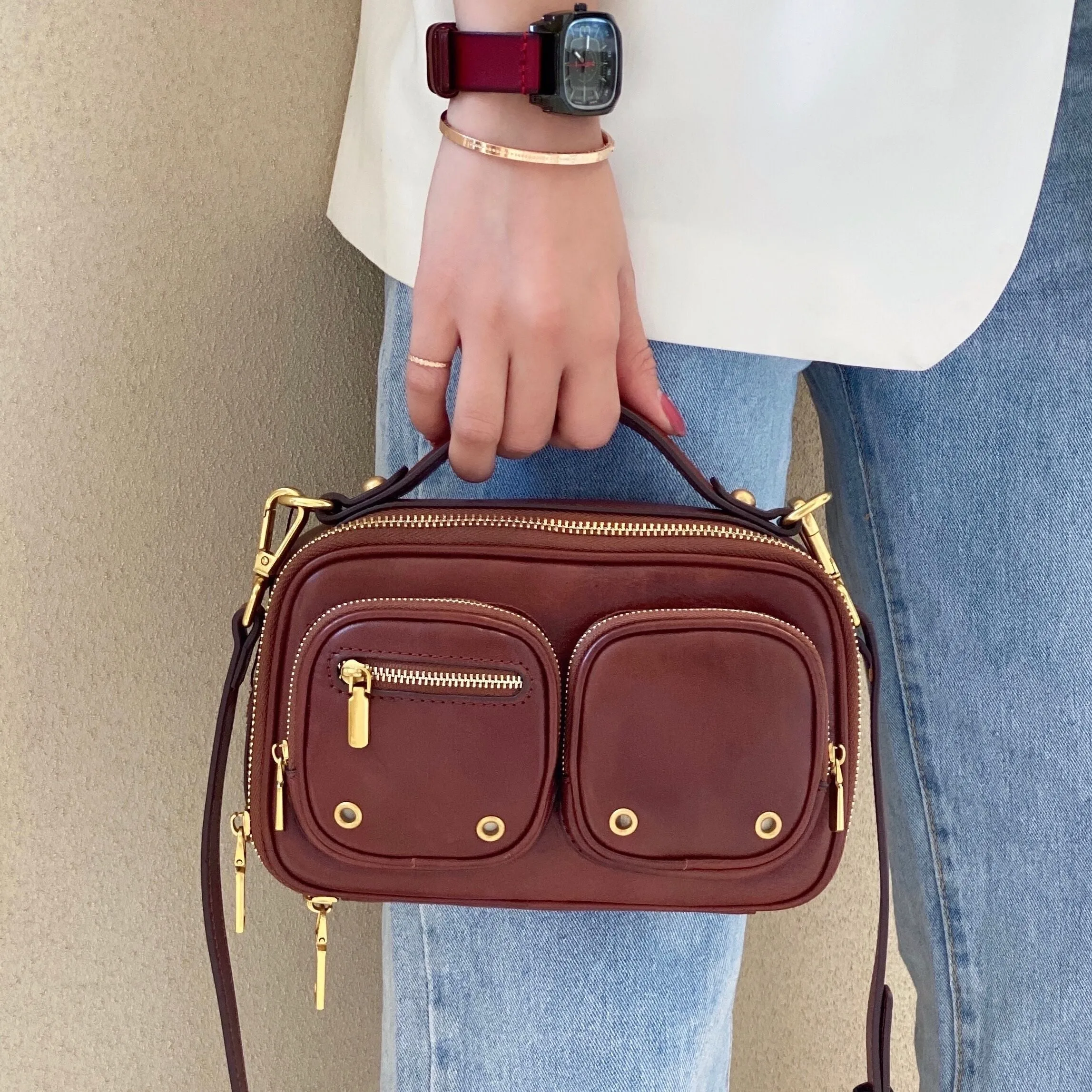 Womens Vintage Leather Side Bag Purse Cross Shoulder Bag