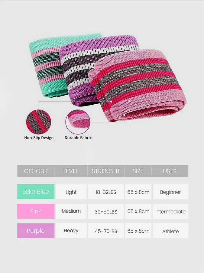 Yoga Studio Resistance Hip Bands - 3 Pack